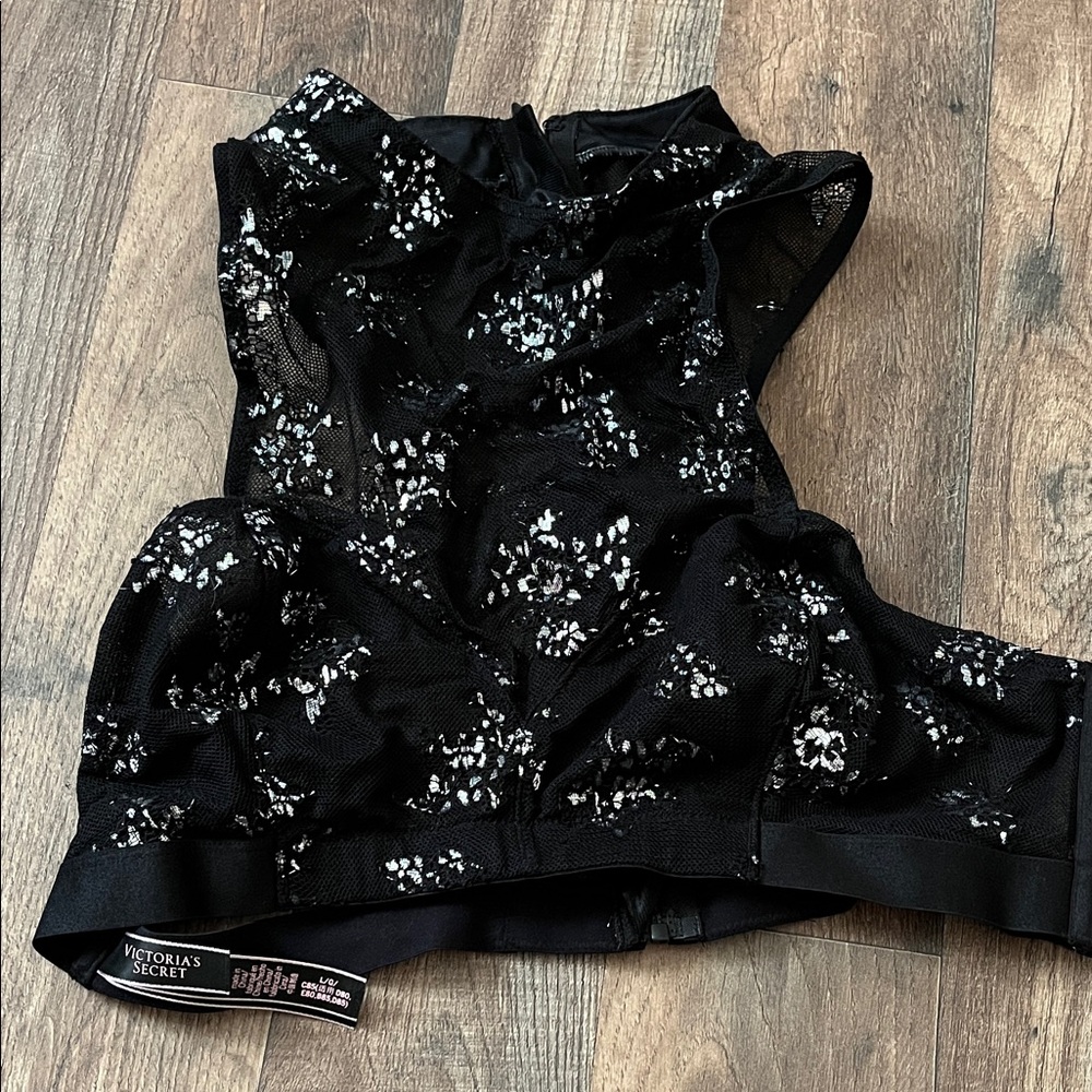 Victoria's Secret Black and White Floral Bustier
